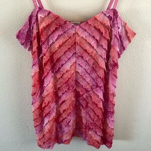Studio Y tank top with ruffles | pink, orange and purple | size XL